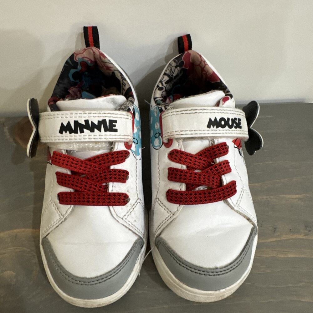 Disney MINNIE MOUSE Lace-Up/Strap White Athletic Sneakers Youth Girls SZ 10